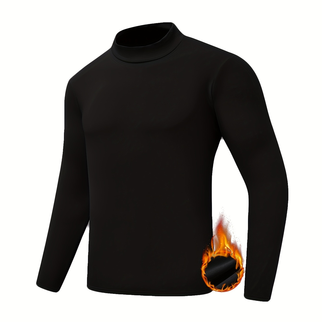 Men's Thermal Underwear Top, Turtleneck Long Sleeve Warm Bottoming Shirt, Casual Slim Fit Base Layers Tops