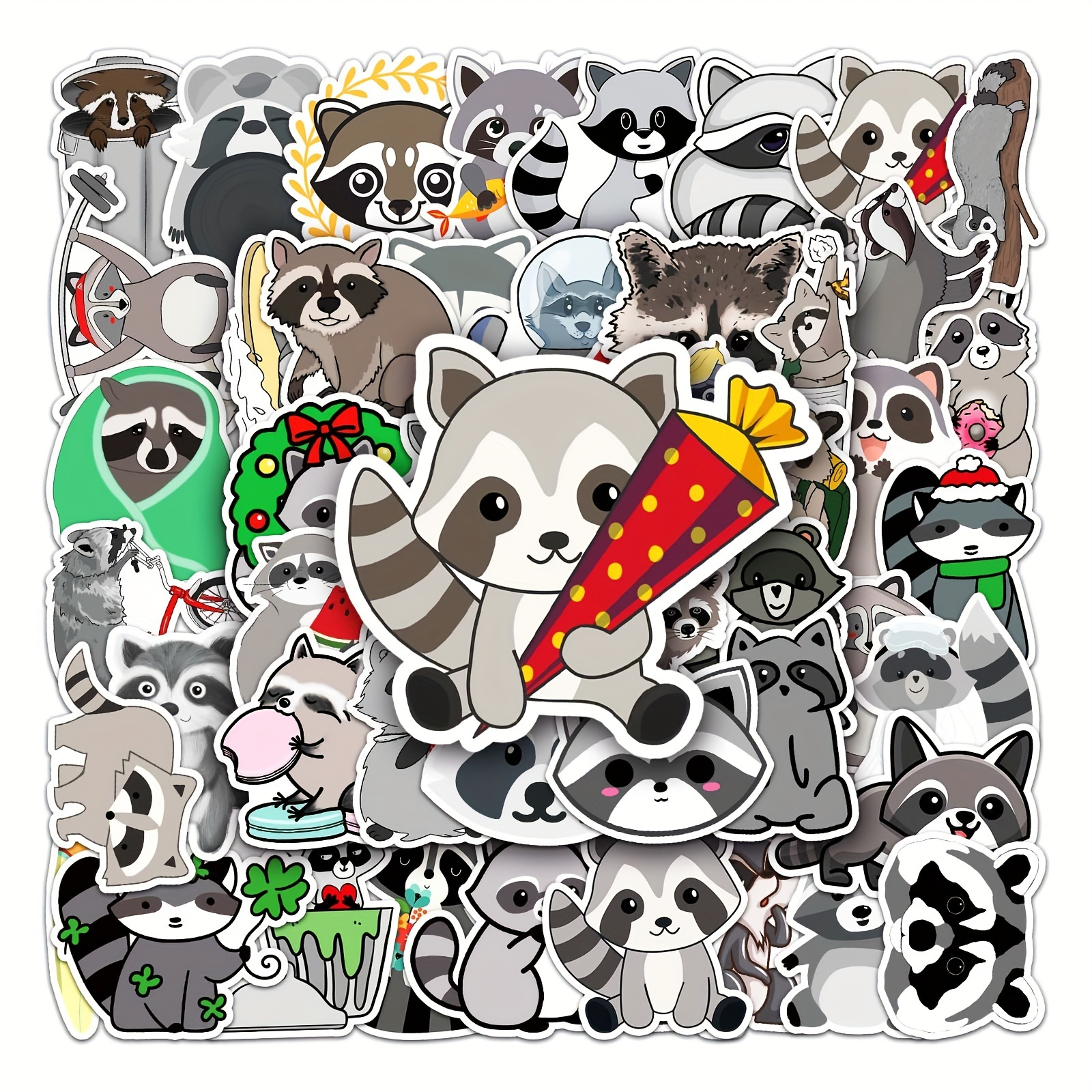 100 pcs Raccoon Sticker Laptop Skateboard doodle Waterproof Sticker