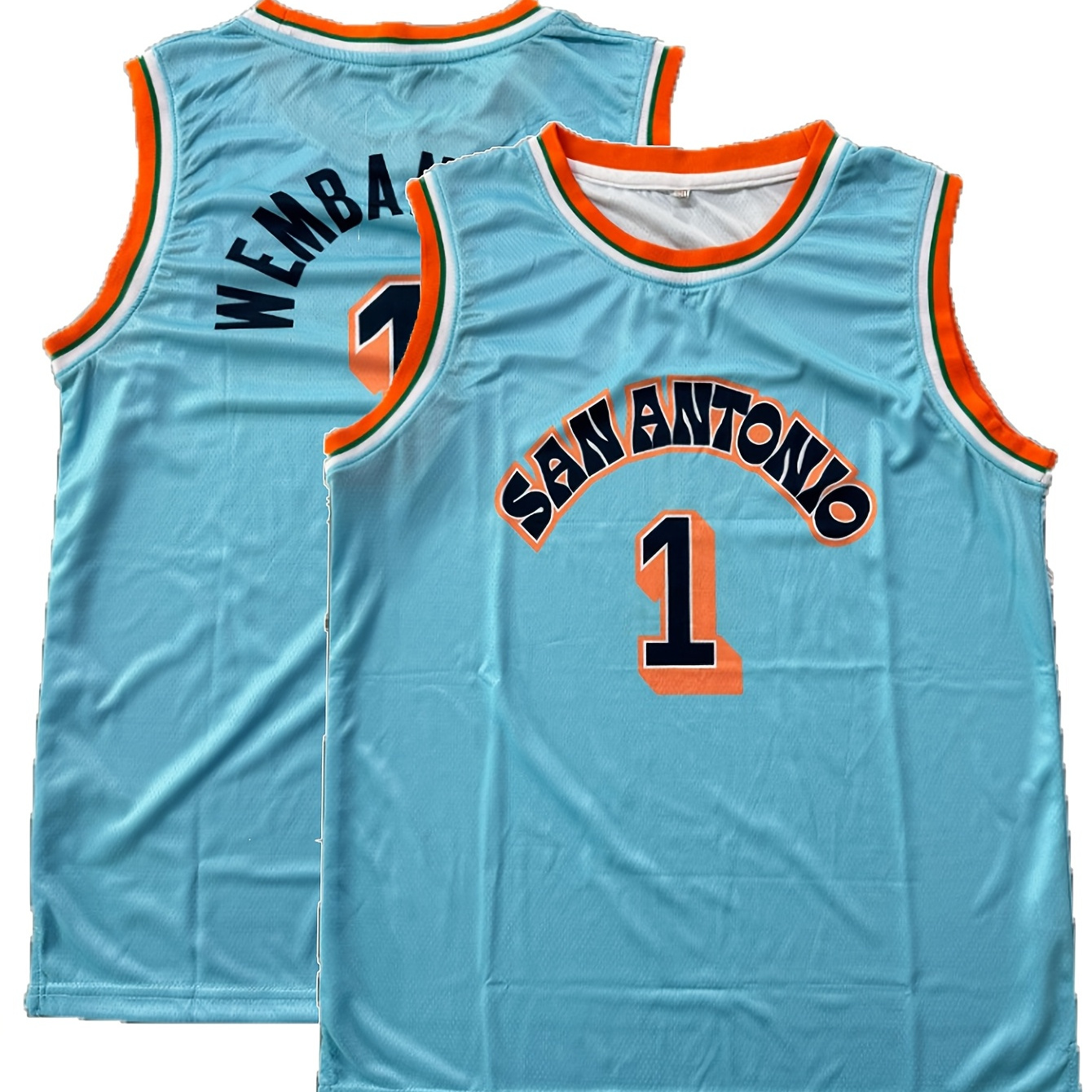 

San #1 Men's Basketball Jersey - 100% Polyester Embroidered Sports Top, V-neck, Loose Fit, Slight Stretch Knit Fabric For Training, , Outdoor Activities - Adult Male Universal Fit