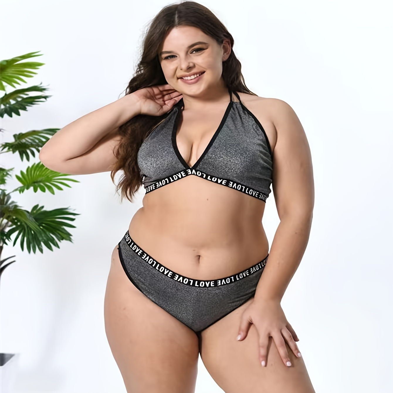 Plus Size Sexy Lingerie Set Women's Plus Letter Tape - Temu Canada