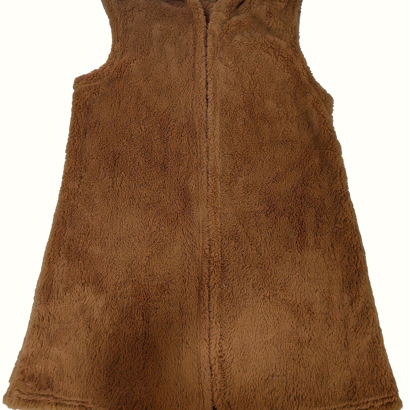 

Fuzzy Hooded , Sleeveless , Women's Clothing