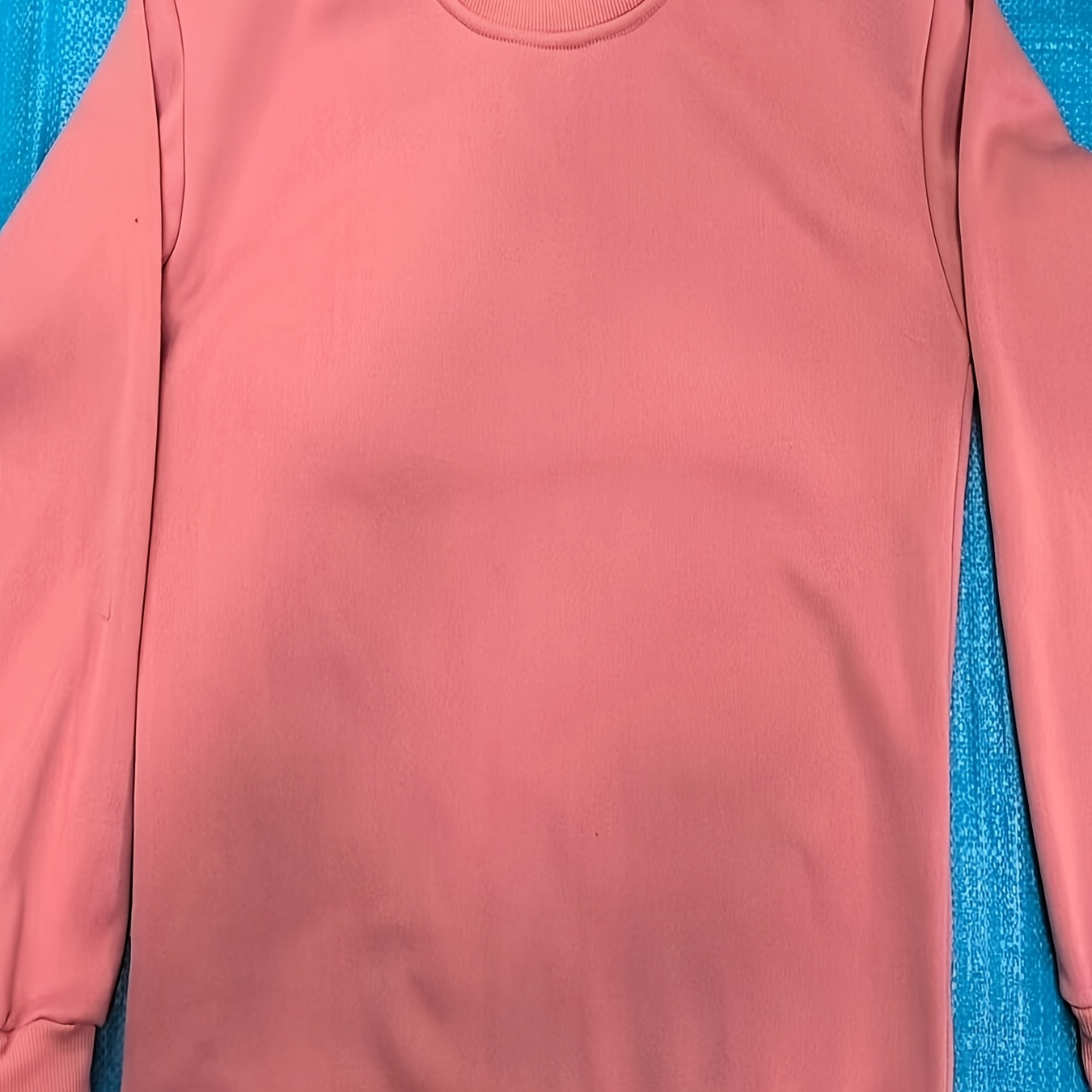 Sweat-shirt à col rond de couleur unie pour femmes, tissu tricoté légèrement extensible en polyester, style décontracté pour l'automne/hiver