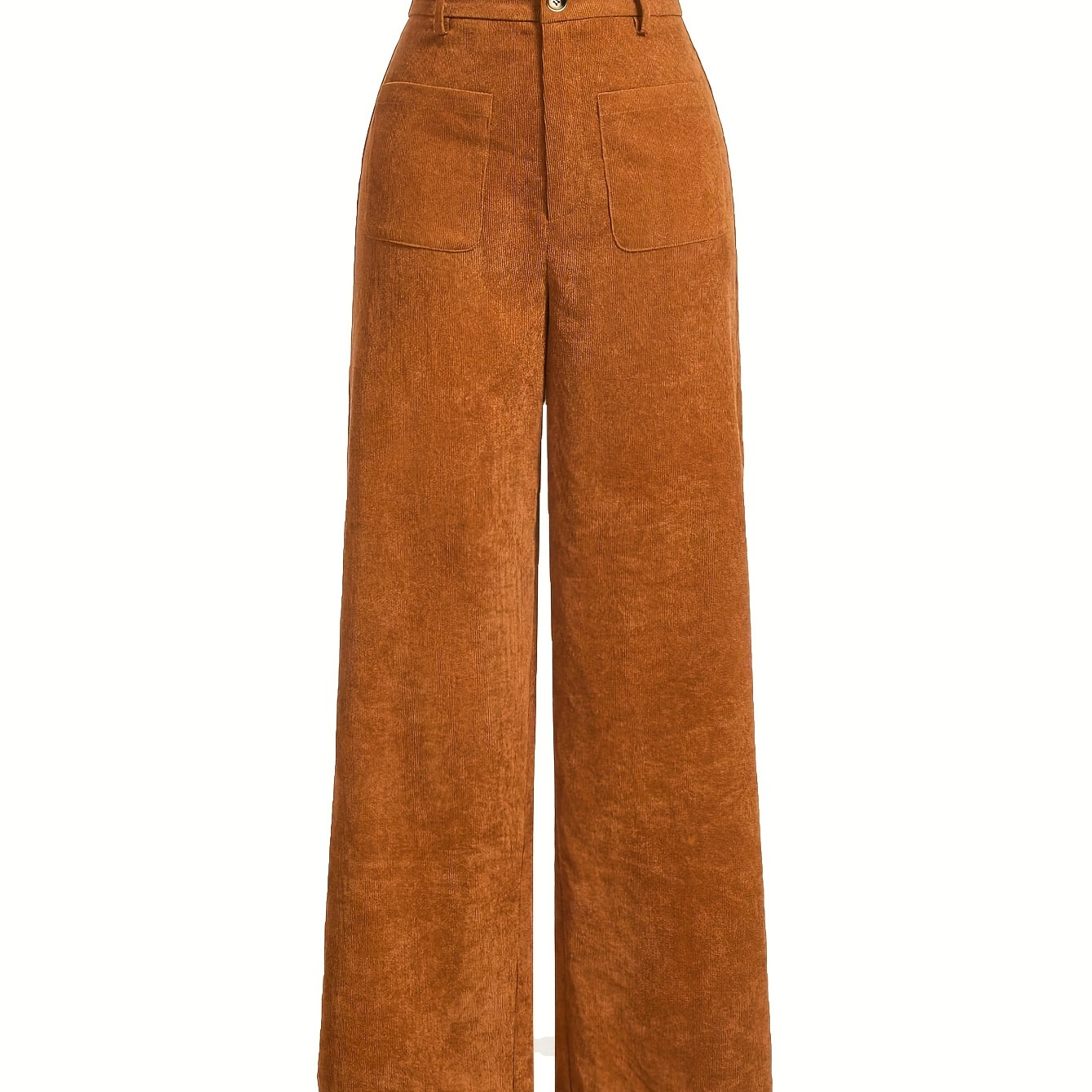 

Corduroy High Waist Pants, Vintage Straight Leg Pants For Spring & Fall, Women's Clothing