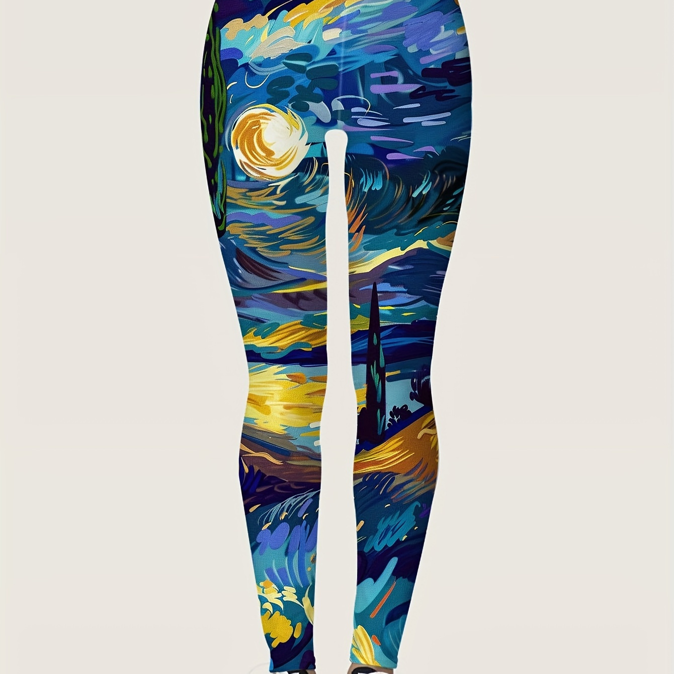 

Allover Print Leggings, Casual High Waist Every Day Stretchy Leggings, Women's Clothing