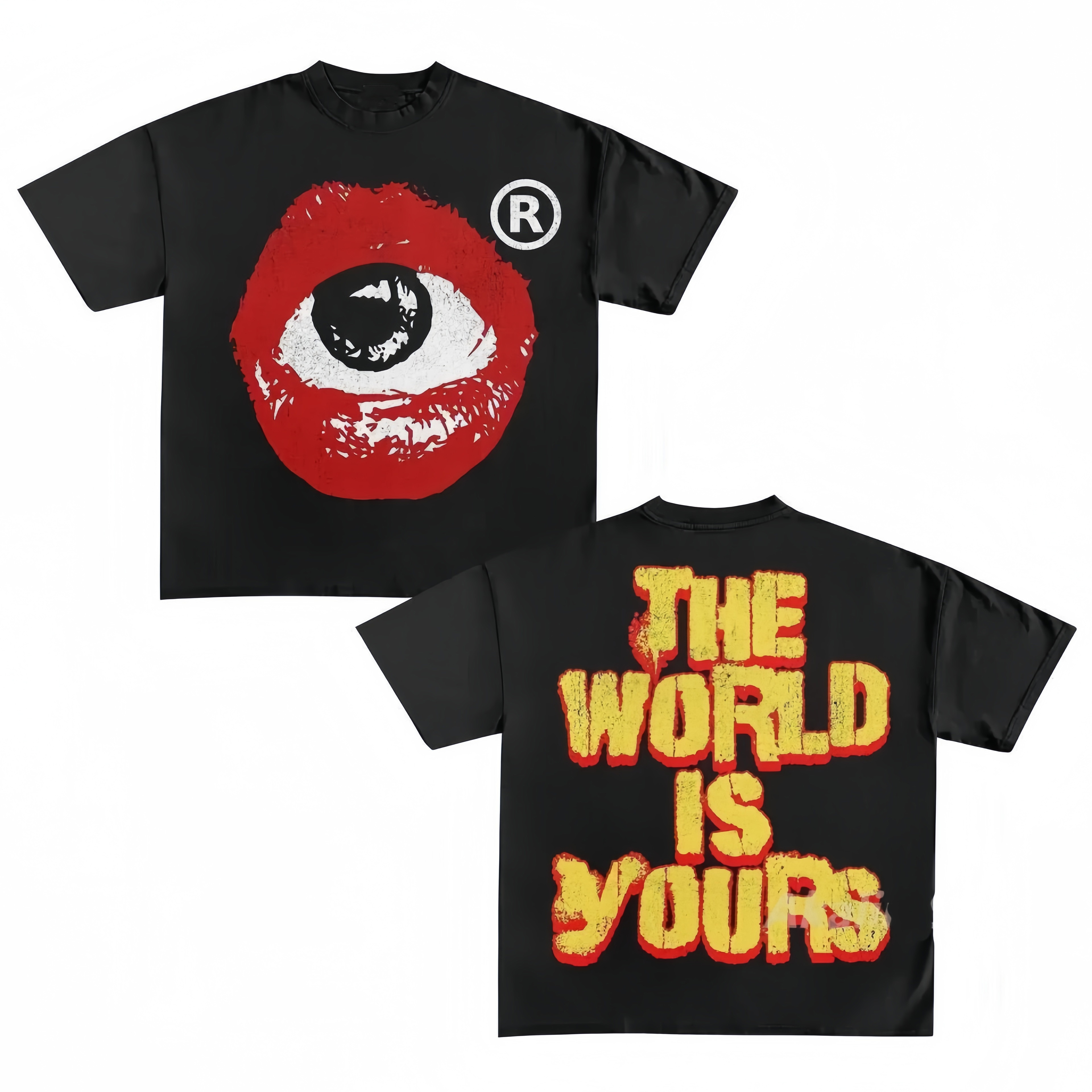 

The World Is Yours Eye Print T-shirt, Casual Crew Neck Short Sleeve T-shirt For Spring & Summer, Women's Clothing