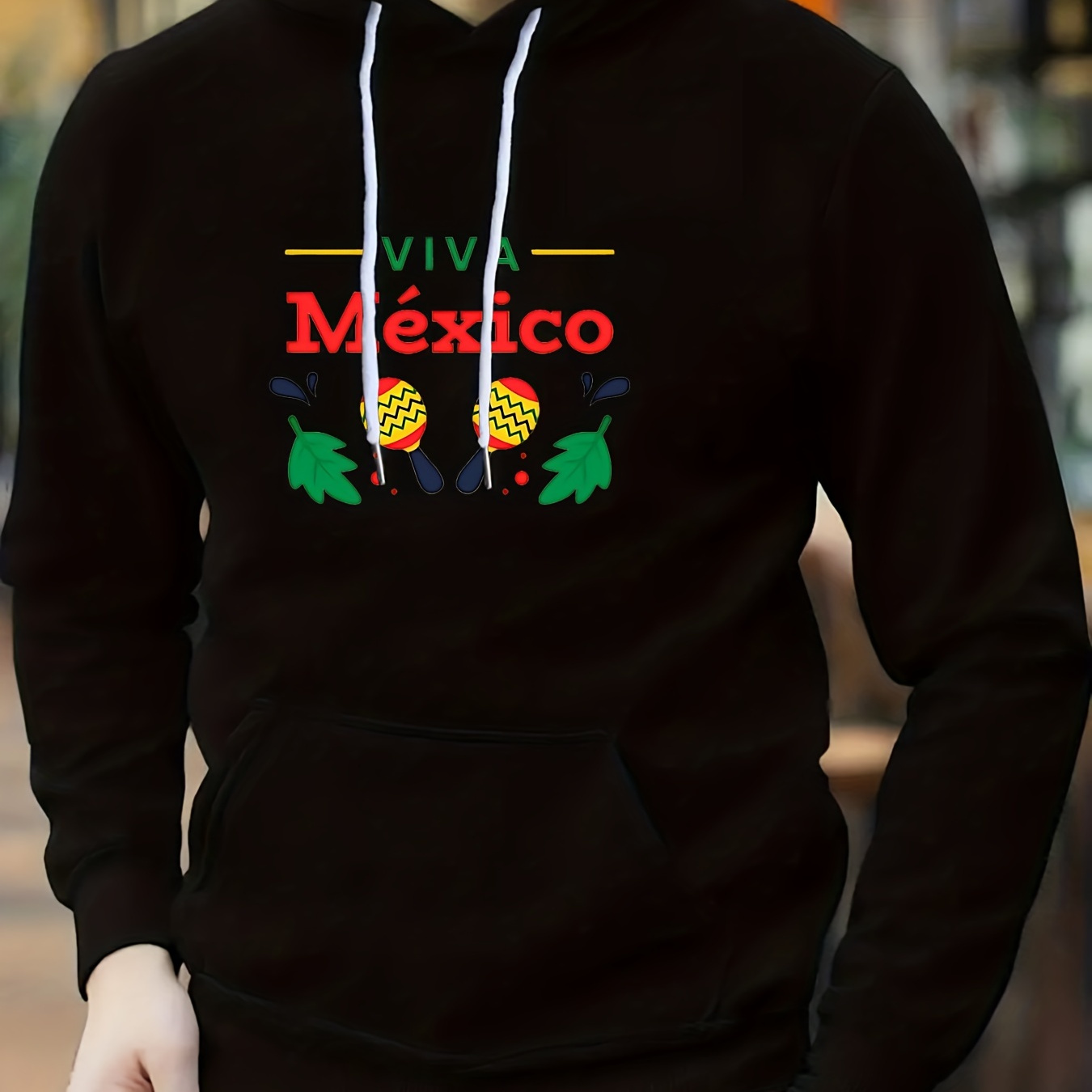 

Mexico Style Pattern Men's Hooded Sweatshirt With Kangaroo Pocket, Men's All-match Pullover Tops For Fall Winter