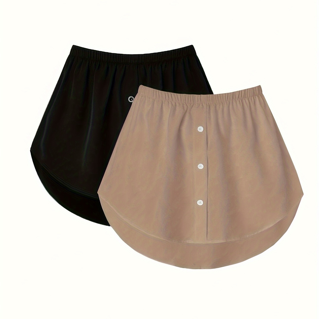 

Ensemble de 2 jupes à taille élastique et boutonnée sur le devant, jupe mini à ourlet incurvé de couleur unie pour l'été, vêtements pour femmes
