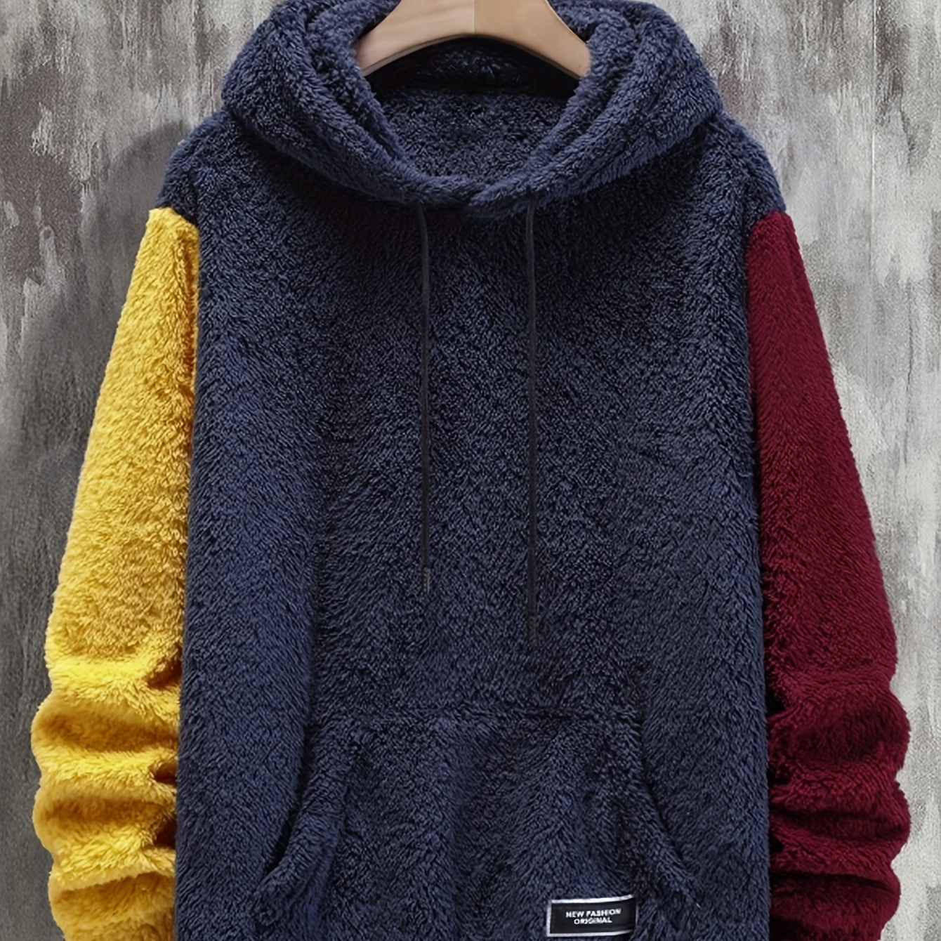 

Men's Casual Fleece Hoodie With Design - Cozy Drawstring Pullover For Fall/winter, Casual Attire &