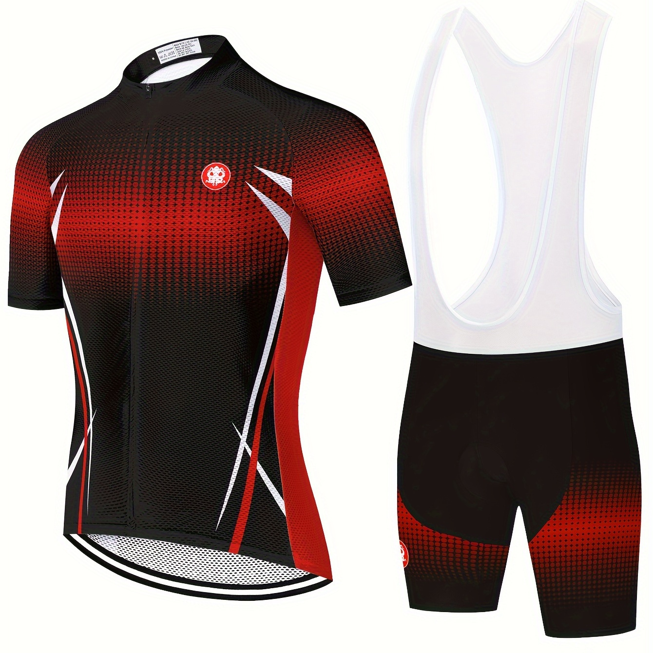 

Summer Men's Gradient Cycling Jersey Set, Short Sleeve Zip-up Cycling Jersey + Bib Shorts Cycling Kits