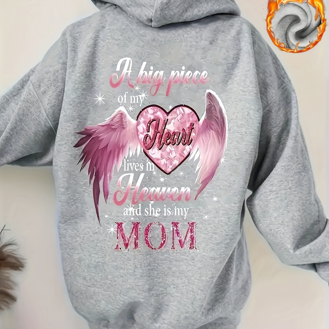 

Women's Casual Hoodie With Wings Print - Drawstring, Long Sleeve, Polyester , Machine Washable - Fall/winter