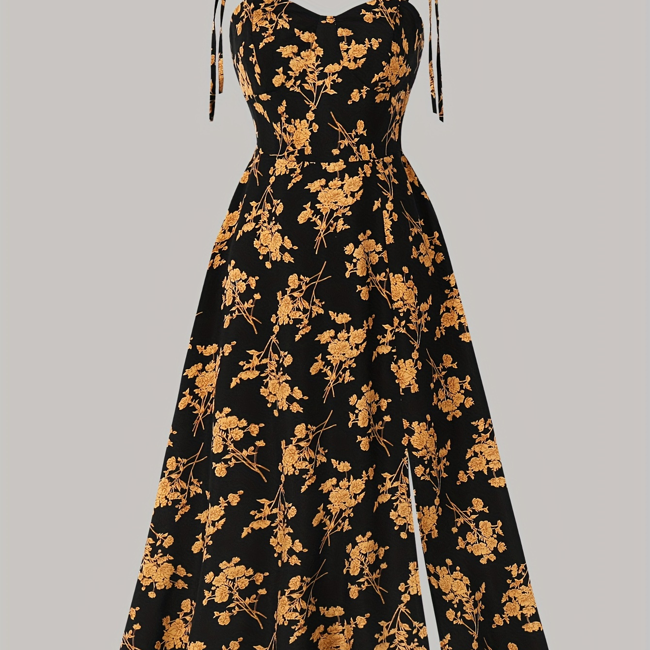 

Floral Print Tie Shoulder Cami Dress, Elegant Sweetheart Neck Sleeveless Dress, Women's Clothing