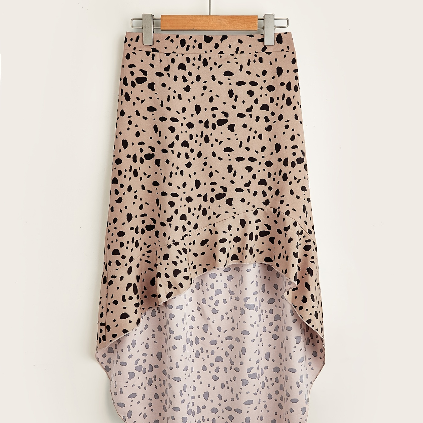 

Dalmatian Print ruffle Hem Skirt, Elegant Skirt For Spring & Summer, Women's Clothing