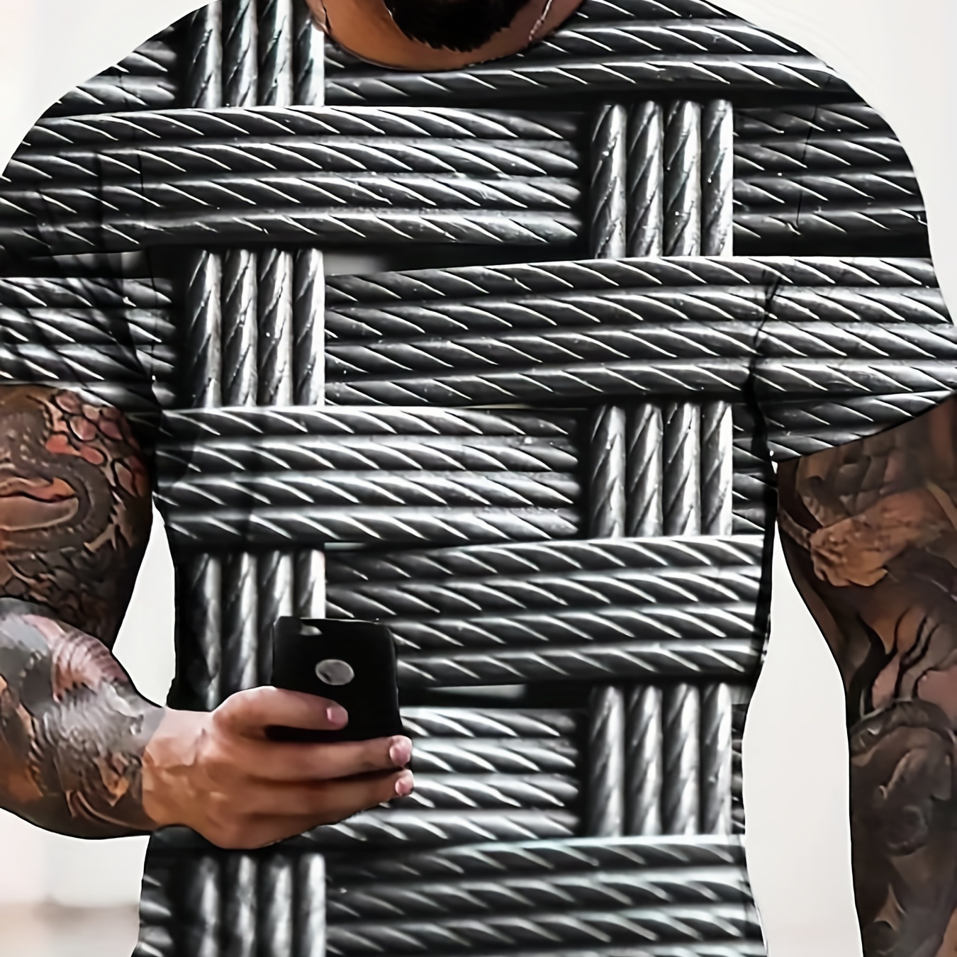 

Men's New Round Neck Tee, Men's Summer 3d Digital Printing, Casual Summer Wear Top