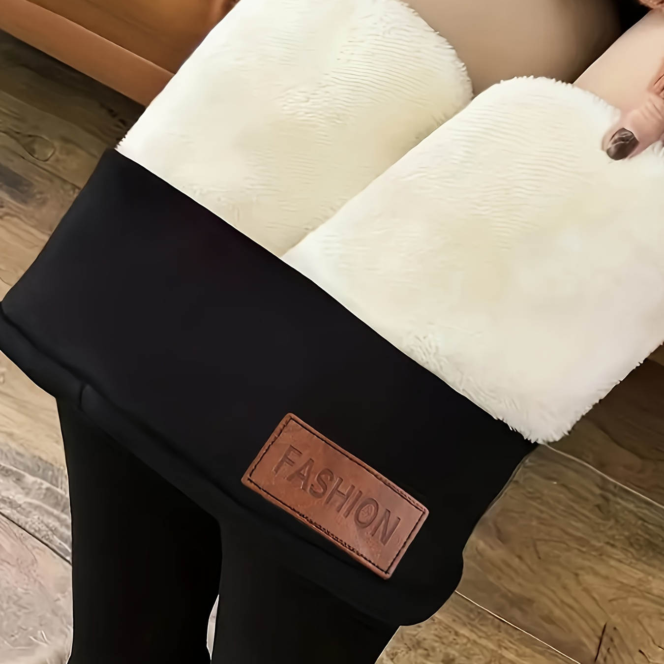 

High Waisted Warm Leggings, Polyester Fiber Casual Pants, Solid Color, Knitted Fabric, , Warm And Flexible, Lambskin And Plush Tight Fitting Warm Pants, Leggings