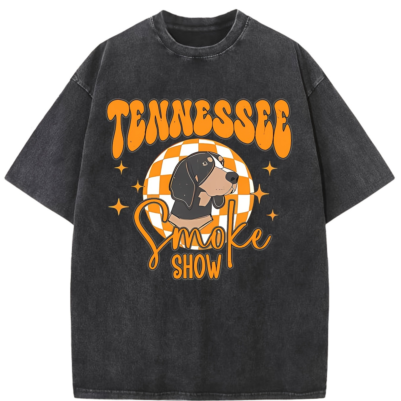 

Tennessee Mascot Vintage Washed High Quality Cotton Patterned T-shirt Men's T-shirt Clothing Drop Shoulder Sleeve Round Neck Tops Short Sleeve