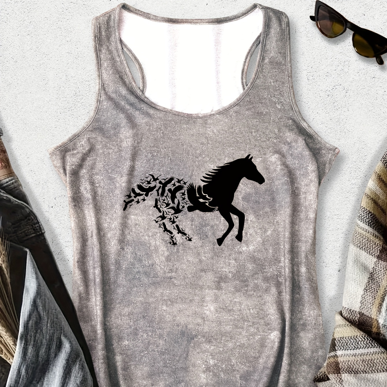 

Horse Neck Top, Casual Sleeveless Top For Summer, Women's Clothing