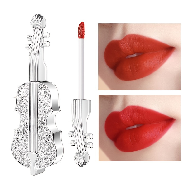 

2-color Violin Lip Glaze, Soft Velvet Matte Airy Hydrating Lip Glaze, Long Wear Waterproof Smudge Proof And Not Separated Liquid Lipstick Valentine's Day Gifts