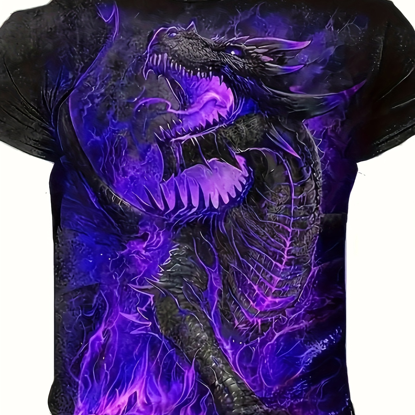 

Men's 3d Dragon Print T-shirt - Casual & Sporty, Breathable Polyester, Machine Washable - All , Plus Size