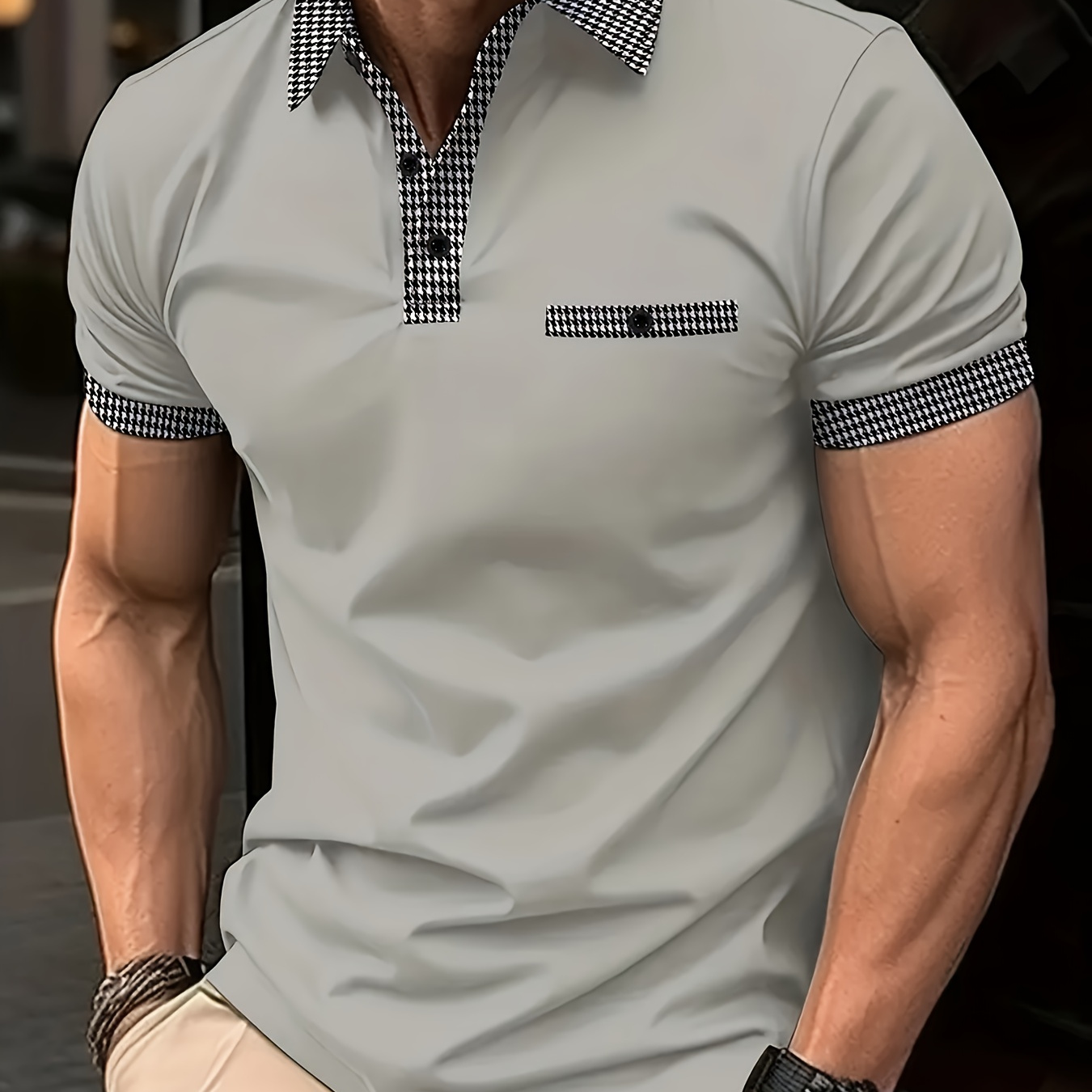 

Men's Tipped Golf Shirt, Short Sleeve Breathable Tennis Shirt, Moisture Wicking
