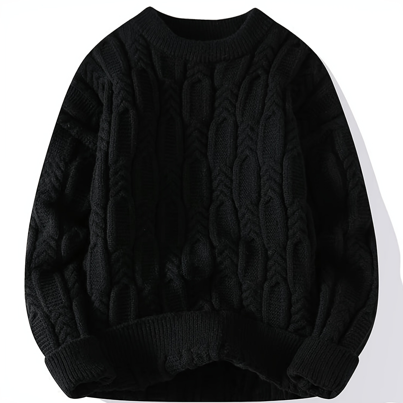 

Men's Loose Geometric Knitted Pullover, Casual Long Sleeve Crew Neck Sweater For