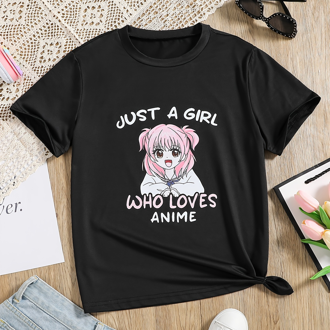 Anime Gifts for Teen Girls Just A Girl Who Loves Anime Unisex Form T-shirt