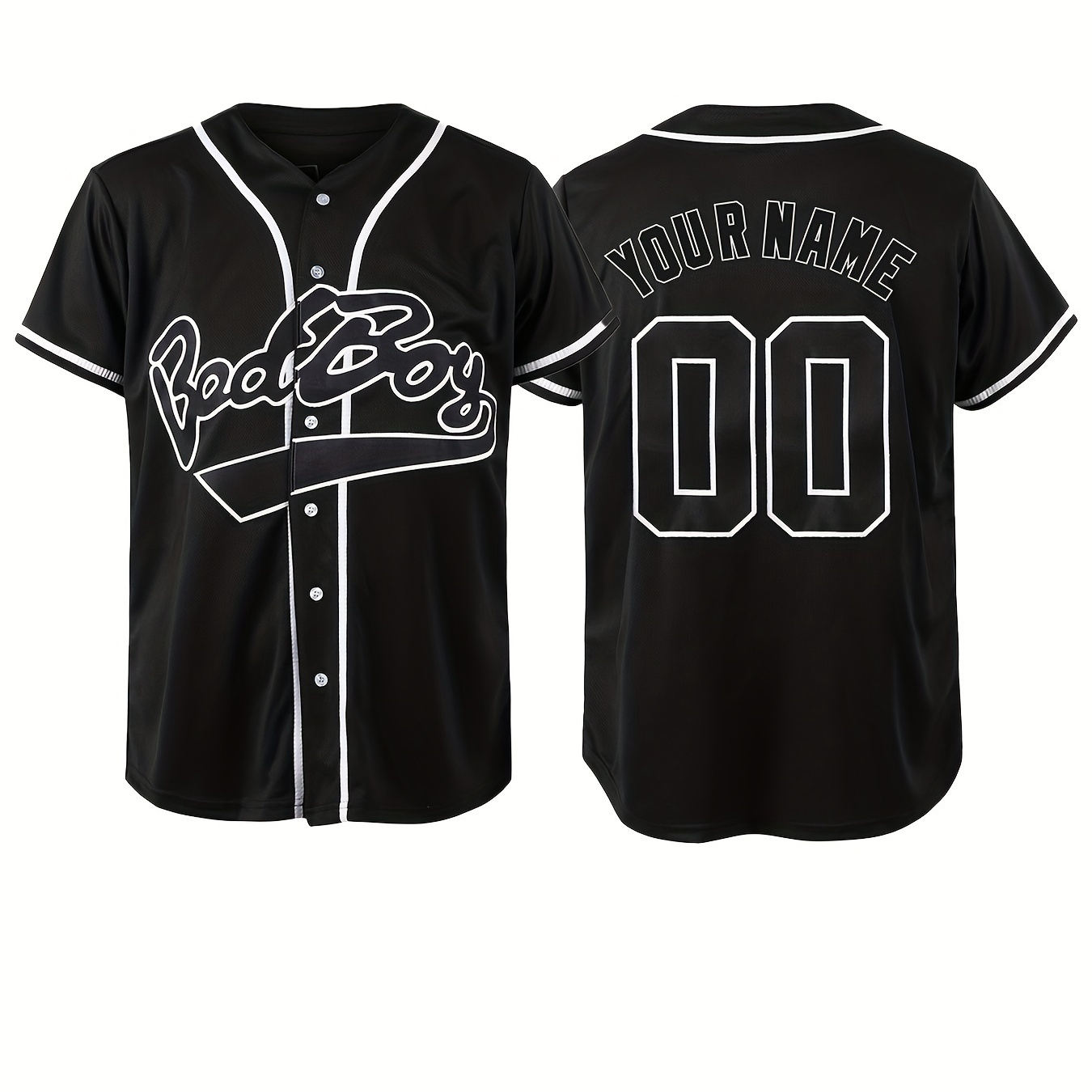 

Men's Personalized Baseball Jersey Shirt, Diy Name And Number & Badboy Print, Men's Baseball Jersey Embroidered Leisure Outdoor Sports Customized S-3xl