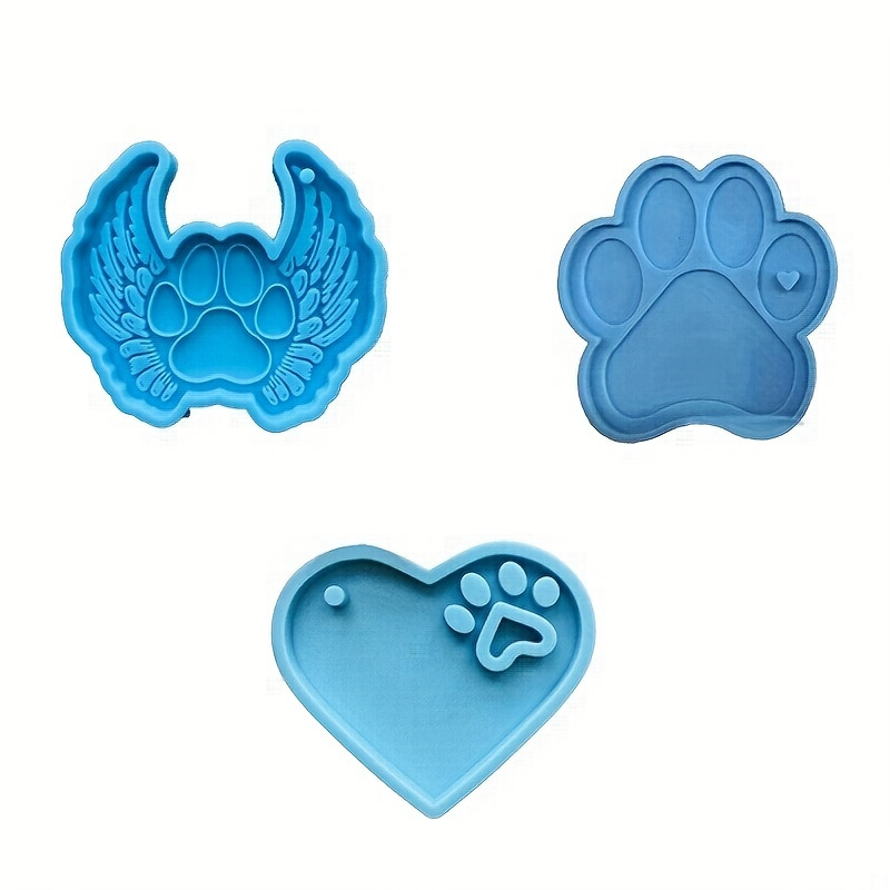 Silicone Keychain Resin Molds Large Dog Paw Print Heart - Temu