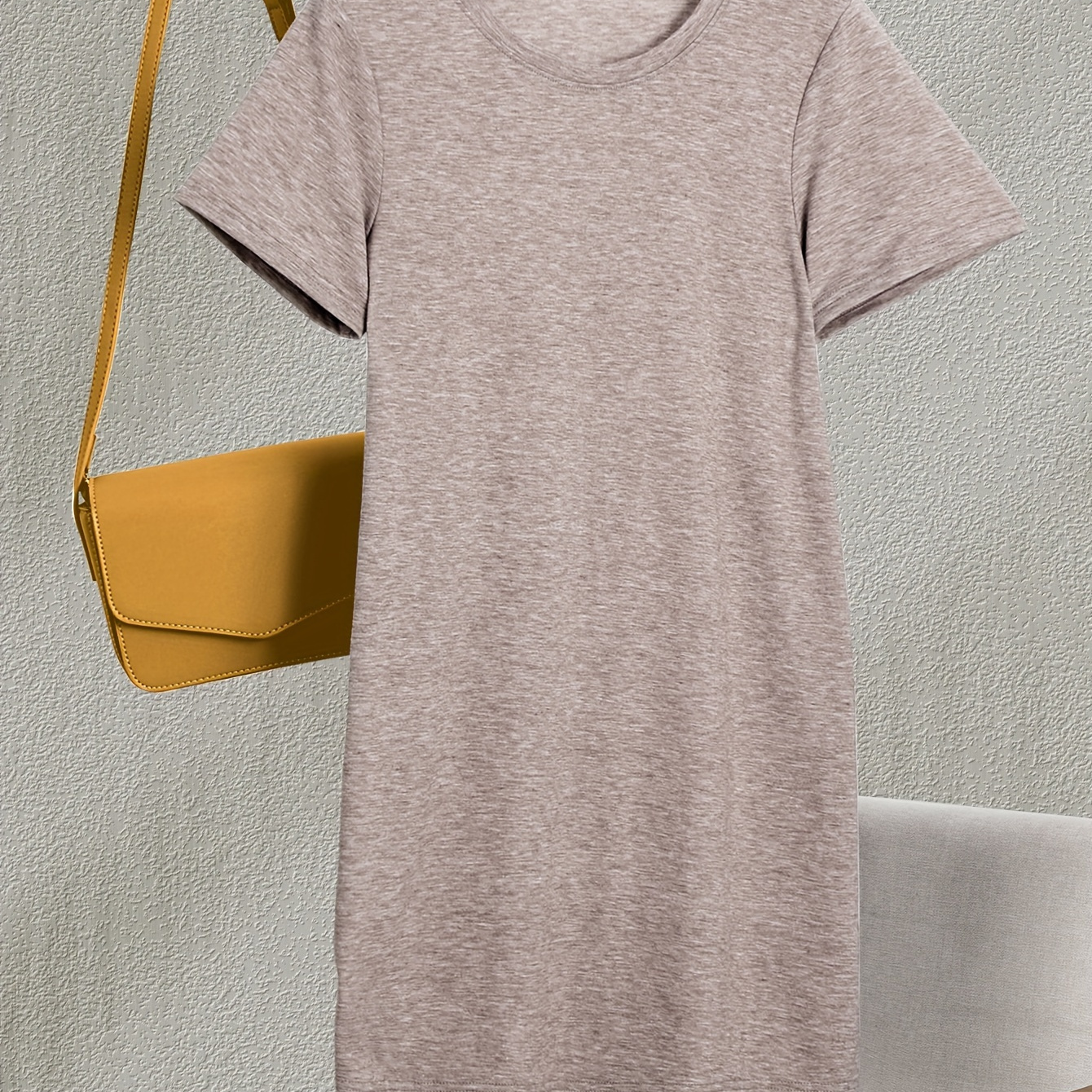 

Crew Neck Tee Dress, Short Sleeve Casual Dress For Summer & Spring, Women's Clothing