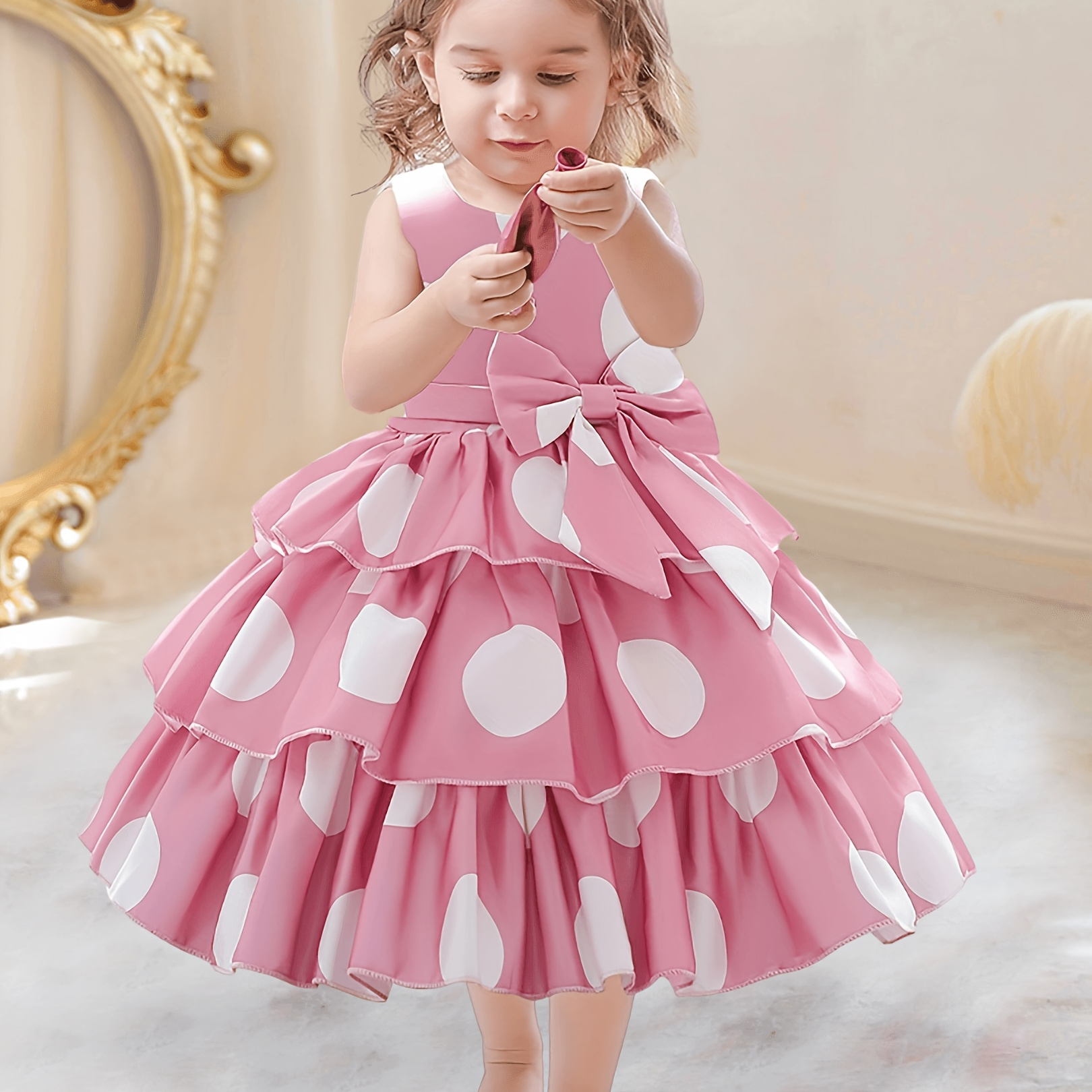 Girls pink polka dot sales dress