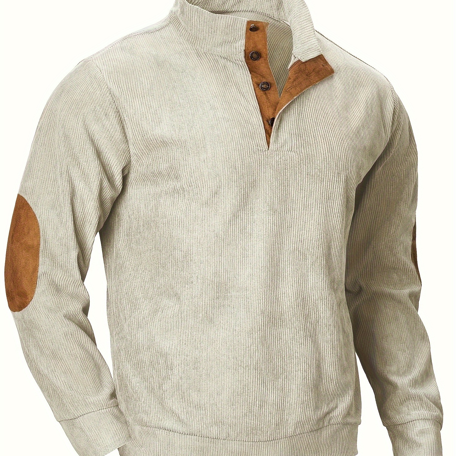 

Chemise rétro décontractée à manches longues et col montant en velours côtelé épais pour homme, haut pour le printemps et l'automne
