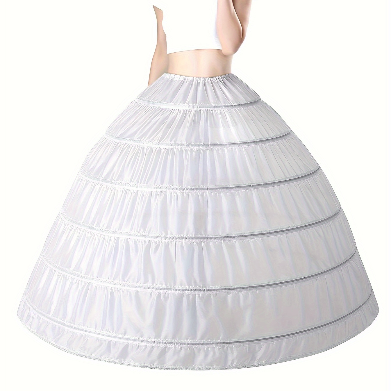 

1pc Elegant Bridal Wedding Petticoat, Polyester 100% Solid Color, Long Flared Hem With Drawstring, A-line Contour, Woven Fabric, Spring/fall Season, Includes Belt - 68g/m²