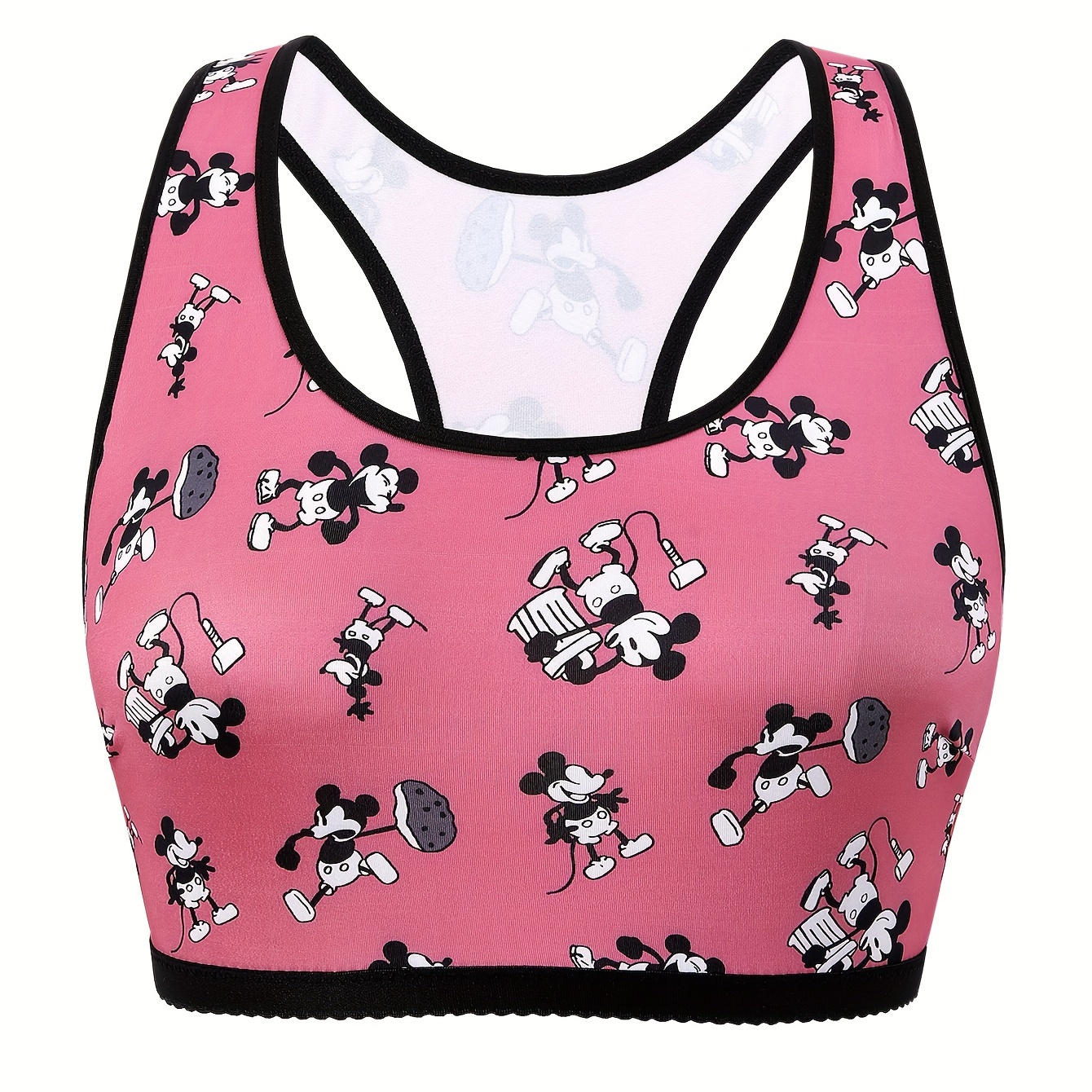 

Plus Size Women's Cartoon Mouse Print Racer Back Non Padded Bralette