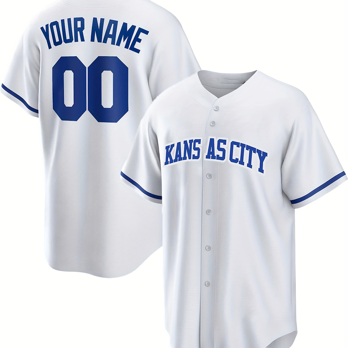 

Customized Kansas City Men's Baseball Jersey, Personalized Name And Number, Embroidered Leisure Outdoor Sports Shirt