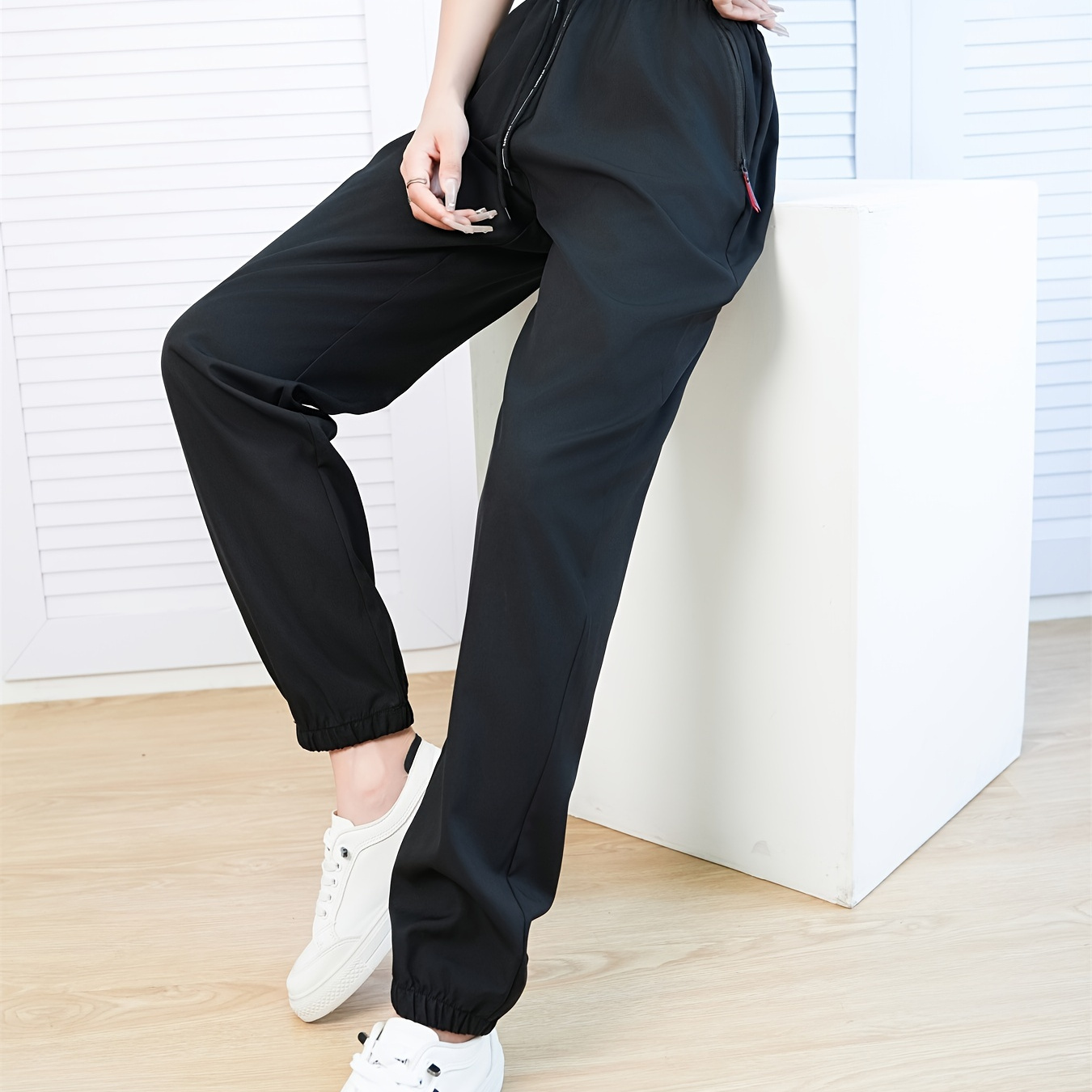 

Women's Casual Drawstring Band Pants, Fashion Trend Ultralight Breathable Gym Training Quick-drying Tunics Sports Trousers