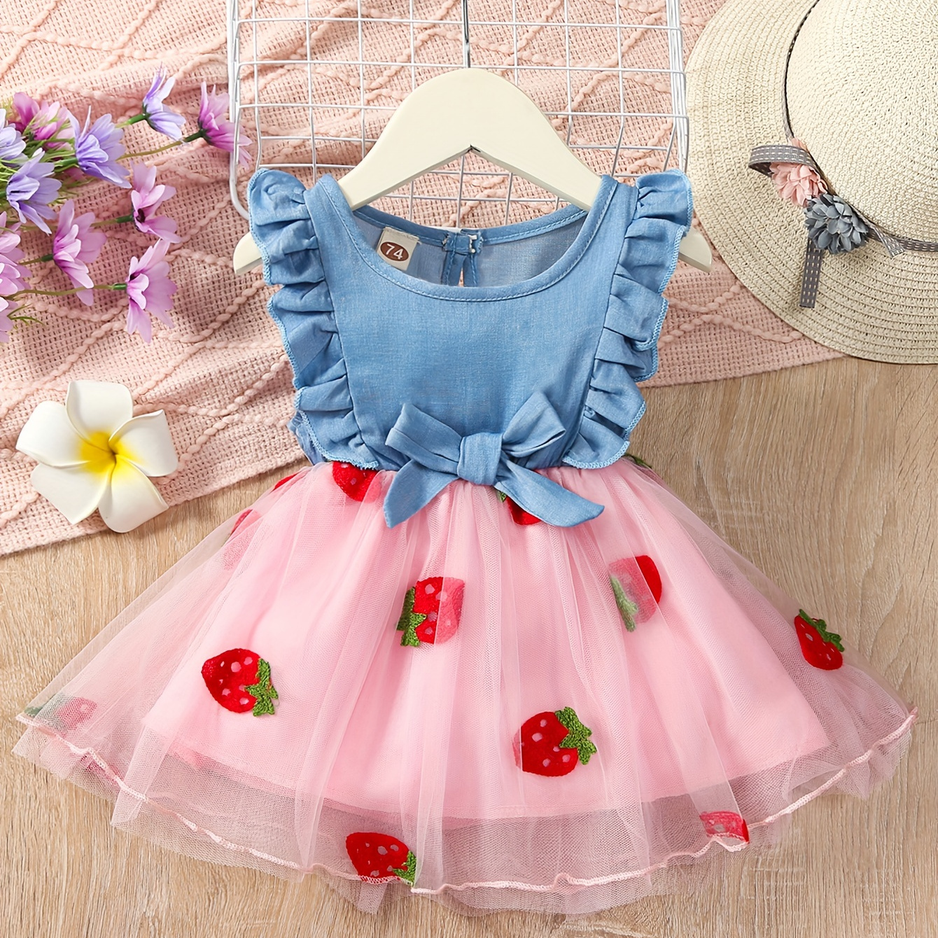 Baby Girls Cute Strawberry Graphic Print Short Sleeve Onesie Clothes Temu