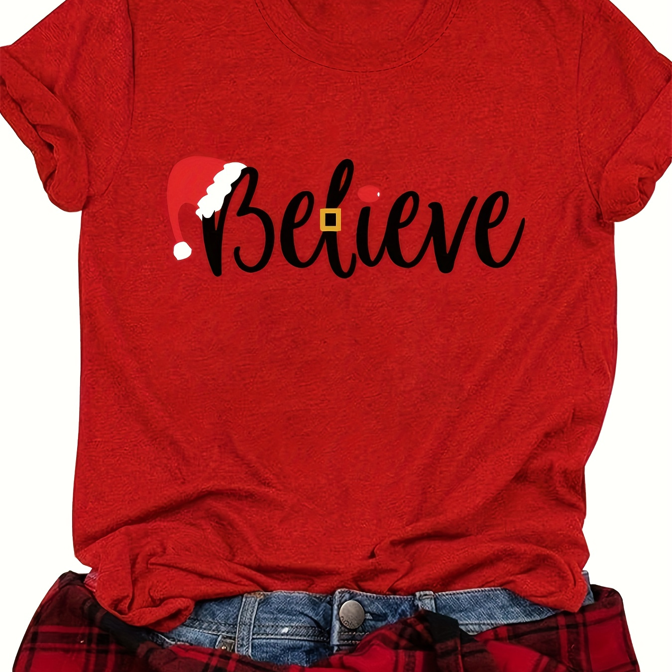 

Spring And Summer Christmas Printed T-shirt, Casual Short Sleeve Crew Neck T-shirt, Fashion Women