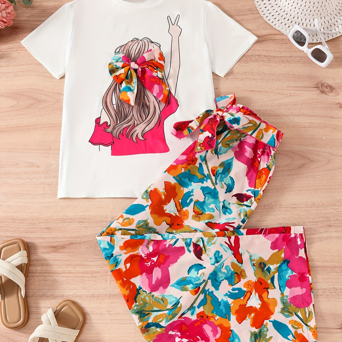 

' Set, Fit Pants T-, /summer/, , , , Long Length, Bow , For , , - Polyester , For