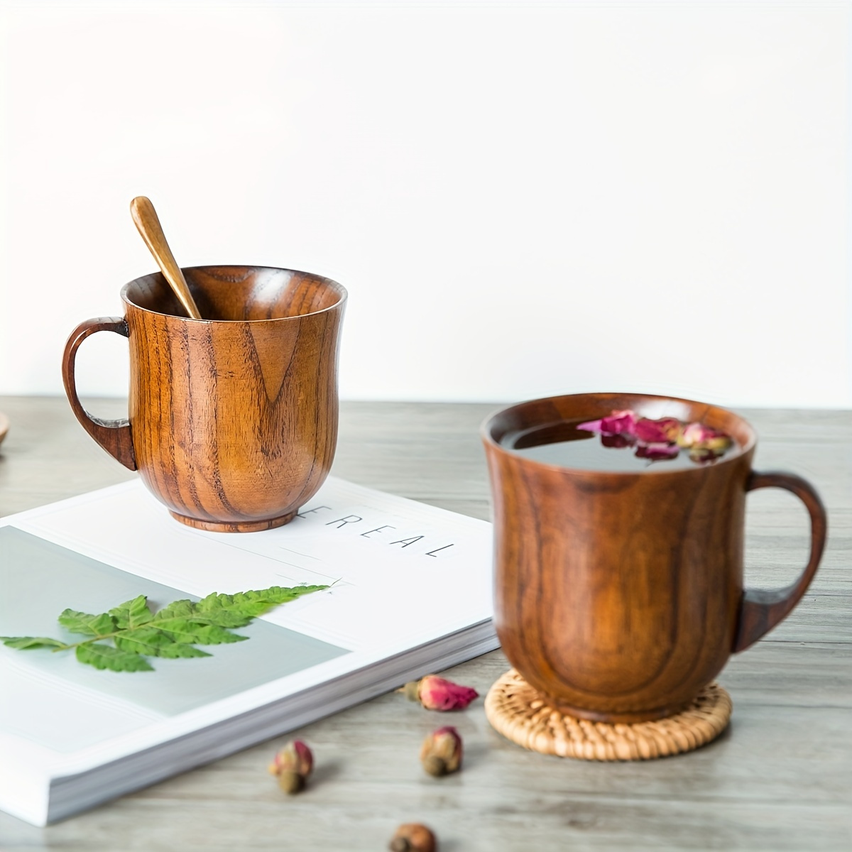 New Chinese Portable Wood Coffee Mug Rubber Wooden Tea Milk Cups Water  Drinking Mugs Drinkware Handmade Juice Lemon Teacup Gift