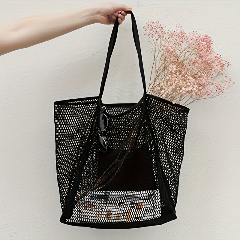 Black Mesh Beach Tote Crochet Backpack Clothing, Shoes & Jewelry Temu