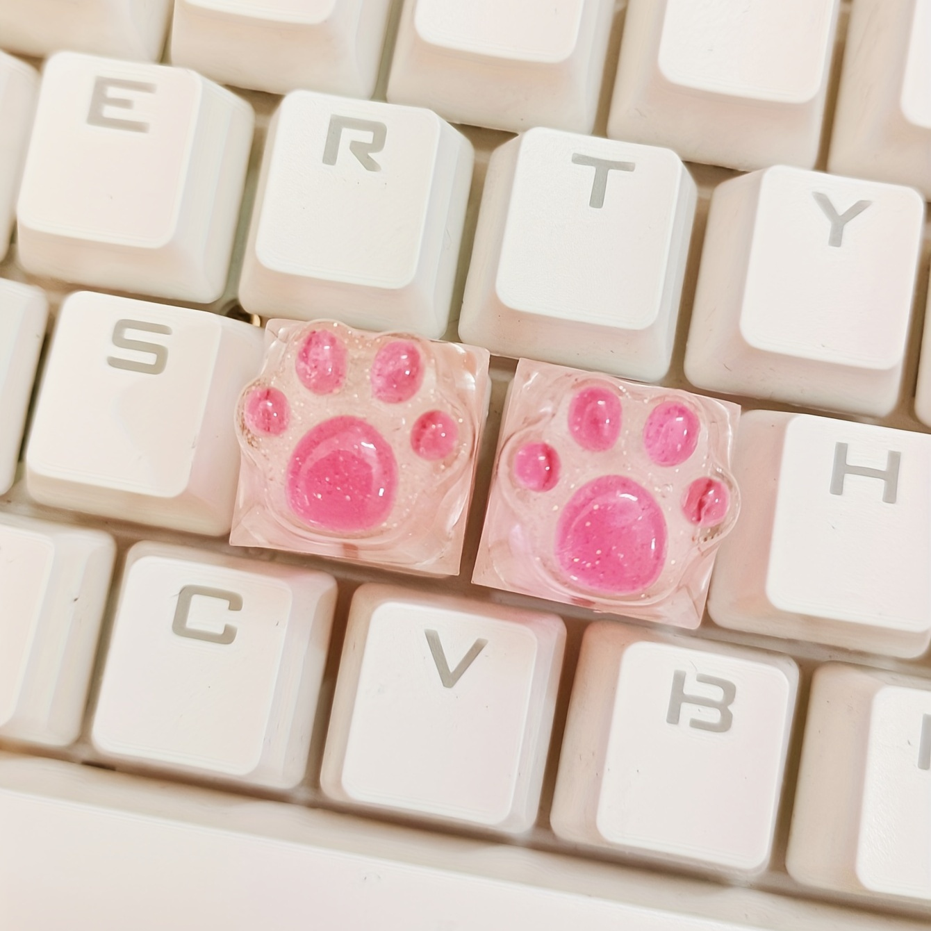 

[popular ] Sparkling Paw Keycap, -resistant Abs Mechanical , Cat Paw, Adhesive, Mechanical