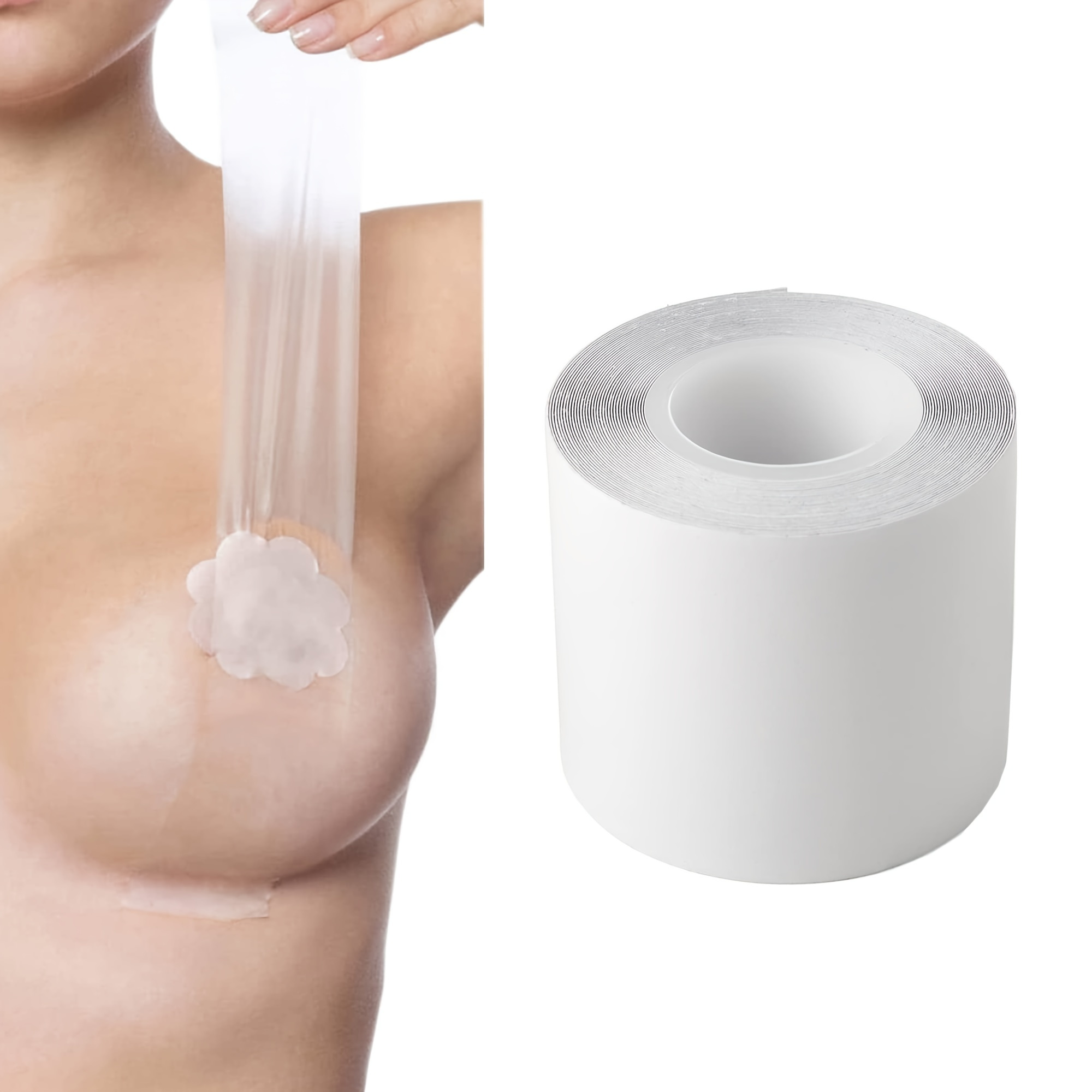 Invisible Boob Tape - Transparent Breast Lift Tape - Roll of Clear Medical  Grade Boob Lift Tape! Uncut 16.4 feet roll
