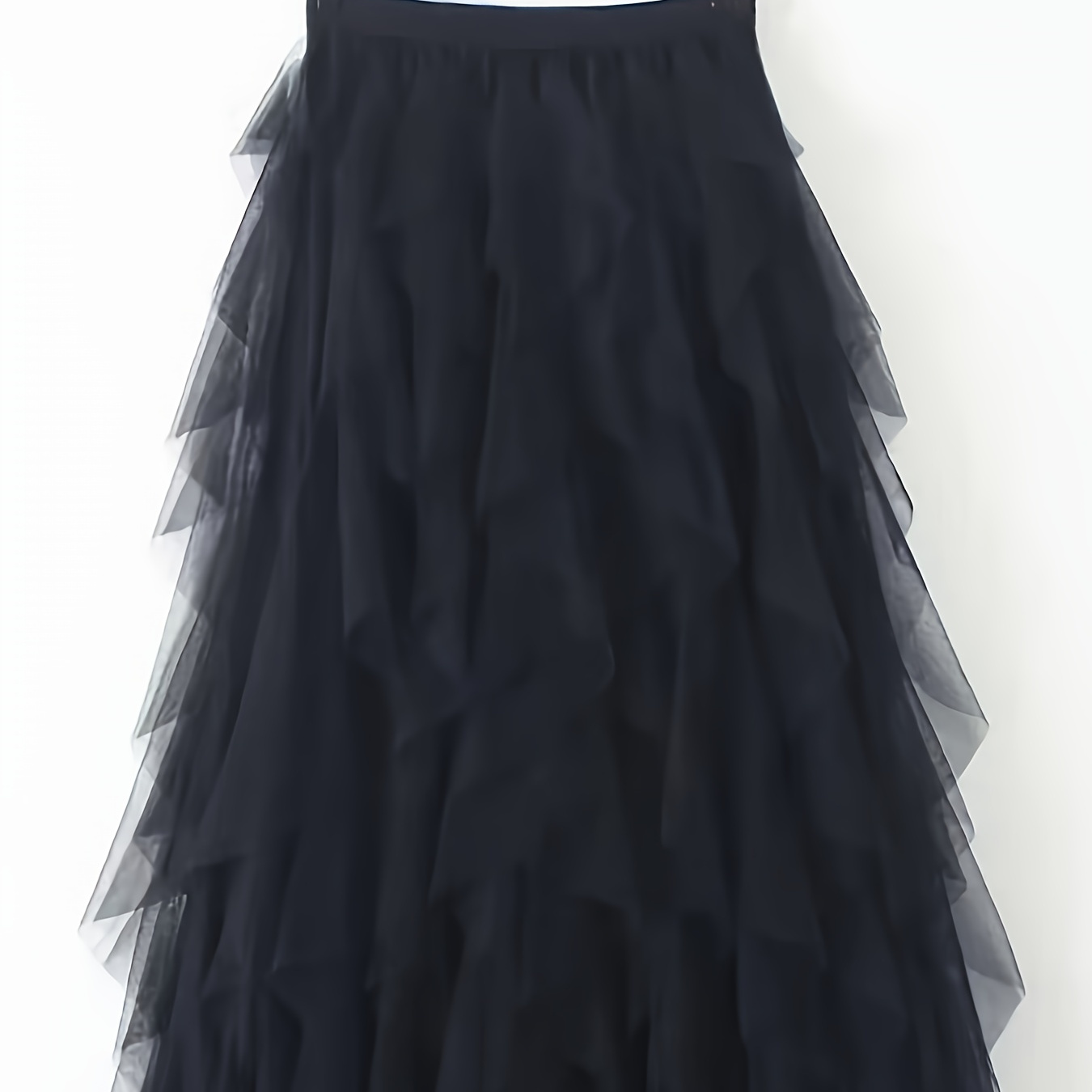 

Layered Mesh Elastic Waist Skirt, Casual A-line Tutu Skirt For Spring & Summer, Women's Clothing