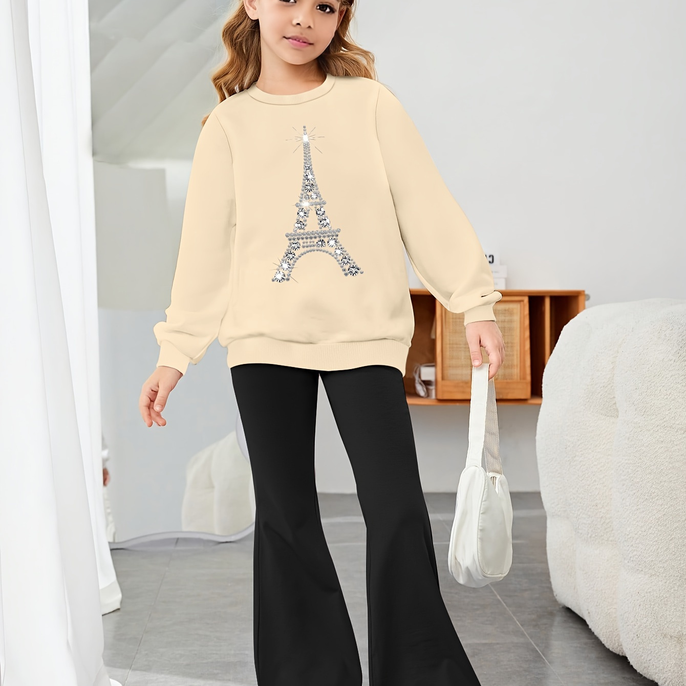 

Diamonds Graphic 's 2pcs Set, Long Sleeve Sweatshirt & Knitted -bottom Pants, For And , And Set, Clothing