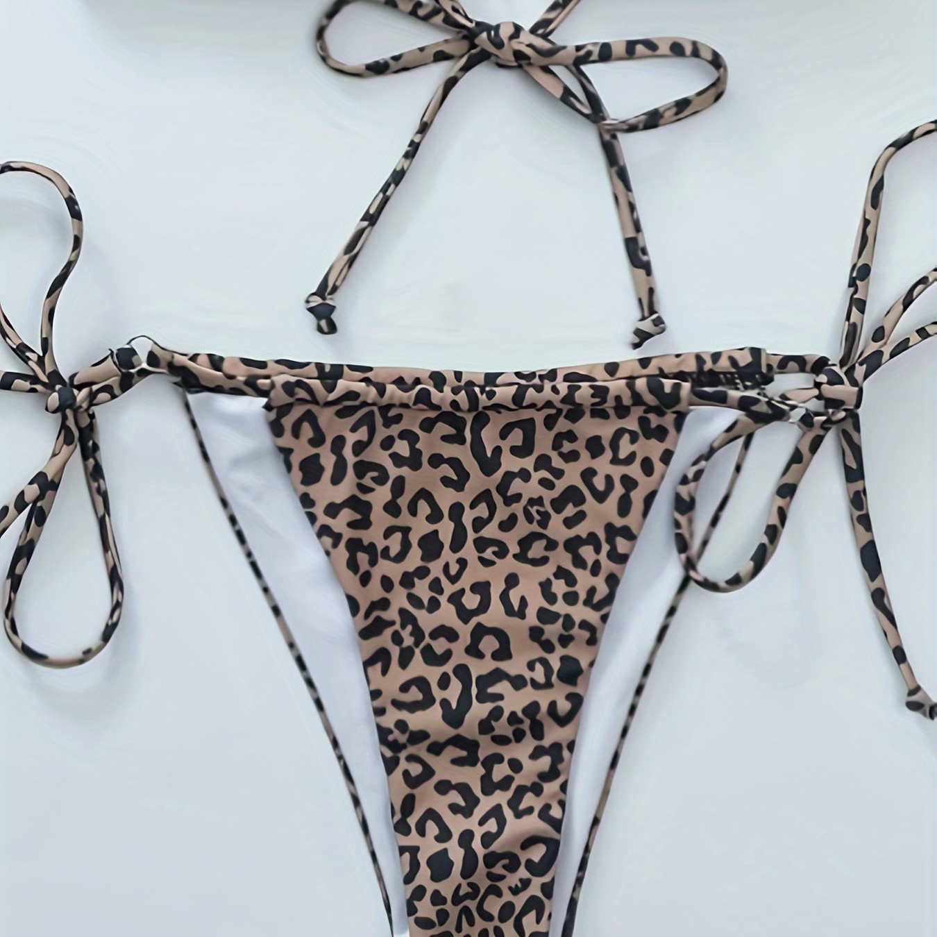 

Tie Side Swim Briefs, Leopard Print High Cut Bikini Bottoms, Women's Swimwear & Clothing