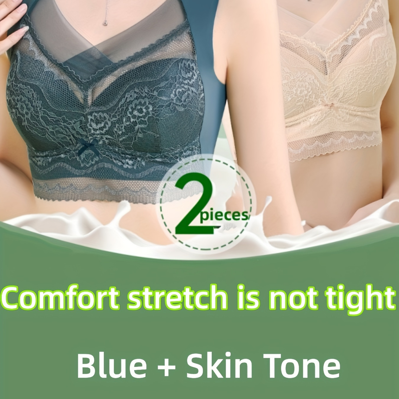 Contrast Lace Wireless Bras Comfy Breathable Full Coverage - Temu