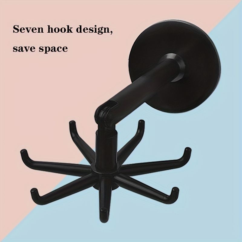 

1/2pcs Kitchen Utensil Holder, 360 Degrees Rotating Folding Hook, Self-adhesive Under Cabinet Flip Hook, Punch-free Multifunctional Hooks For Hanging, Bathroom Kitchen Accessories