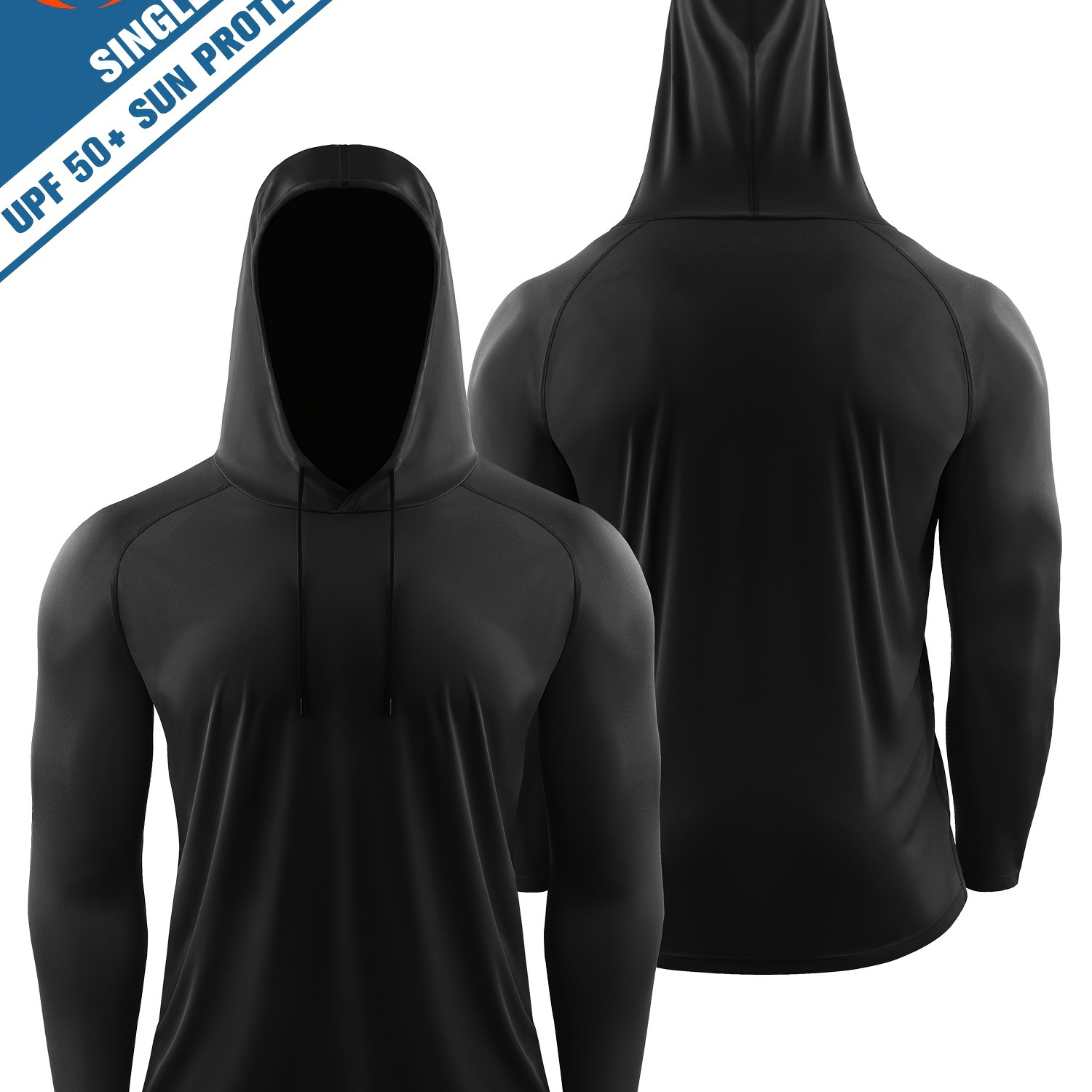 UPF 50+ Men's Hooded Athletic Shirt For Sun Protection During Outdoor  Activities