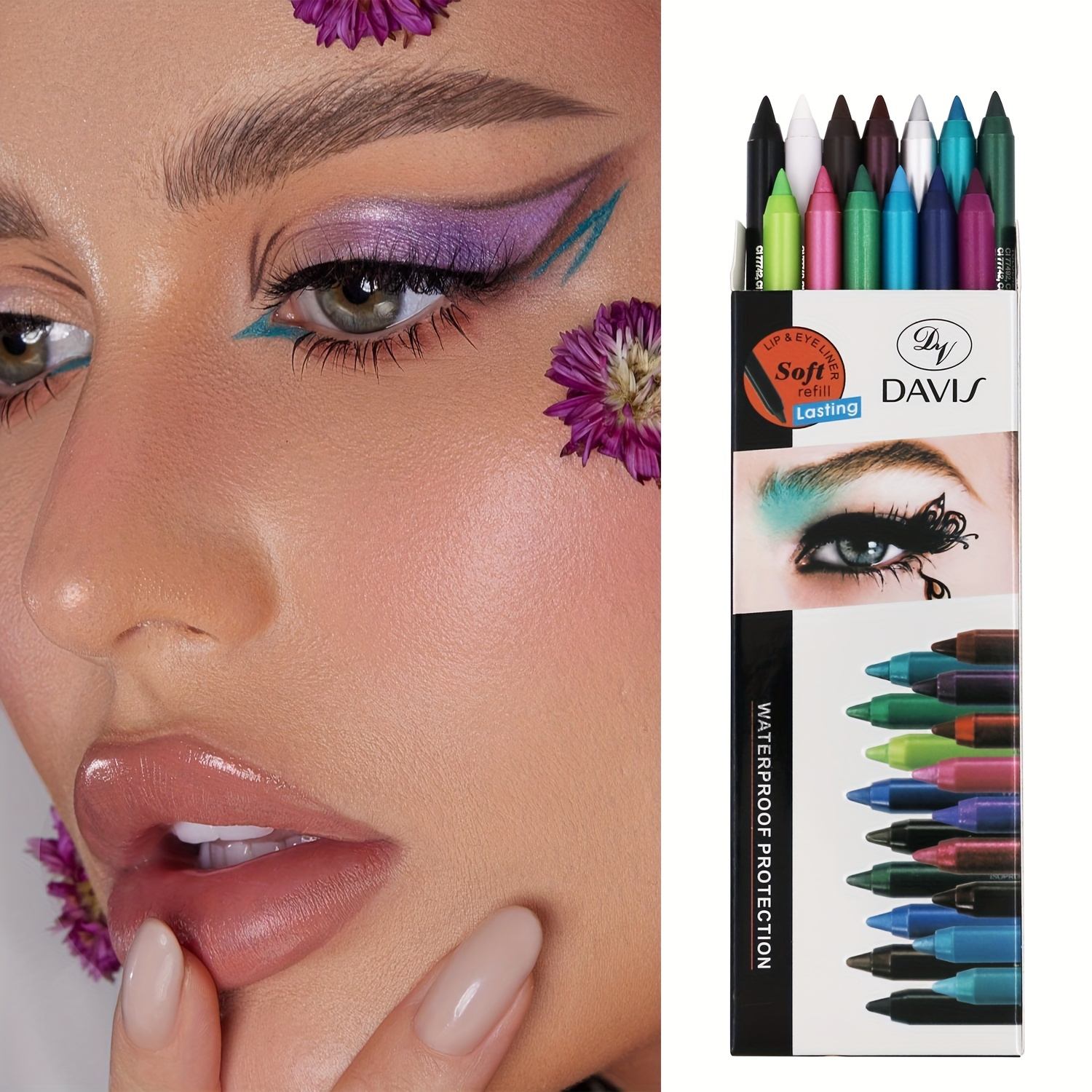 

13 Colors Professional Eyeliner Pencil With Colorful Glitter Matte Finish For Women - Perfect For Eye And Lip Liner