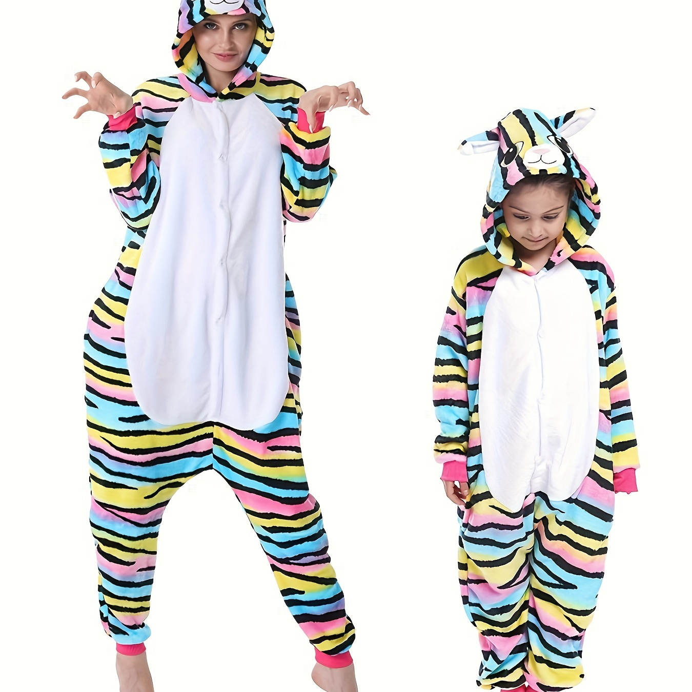 

Girls Stylish Stripped Animal Long Sleeve Hooded Jumpsuit Warm Rompers Gift Halloween Christmas Mardi Gras