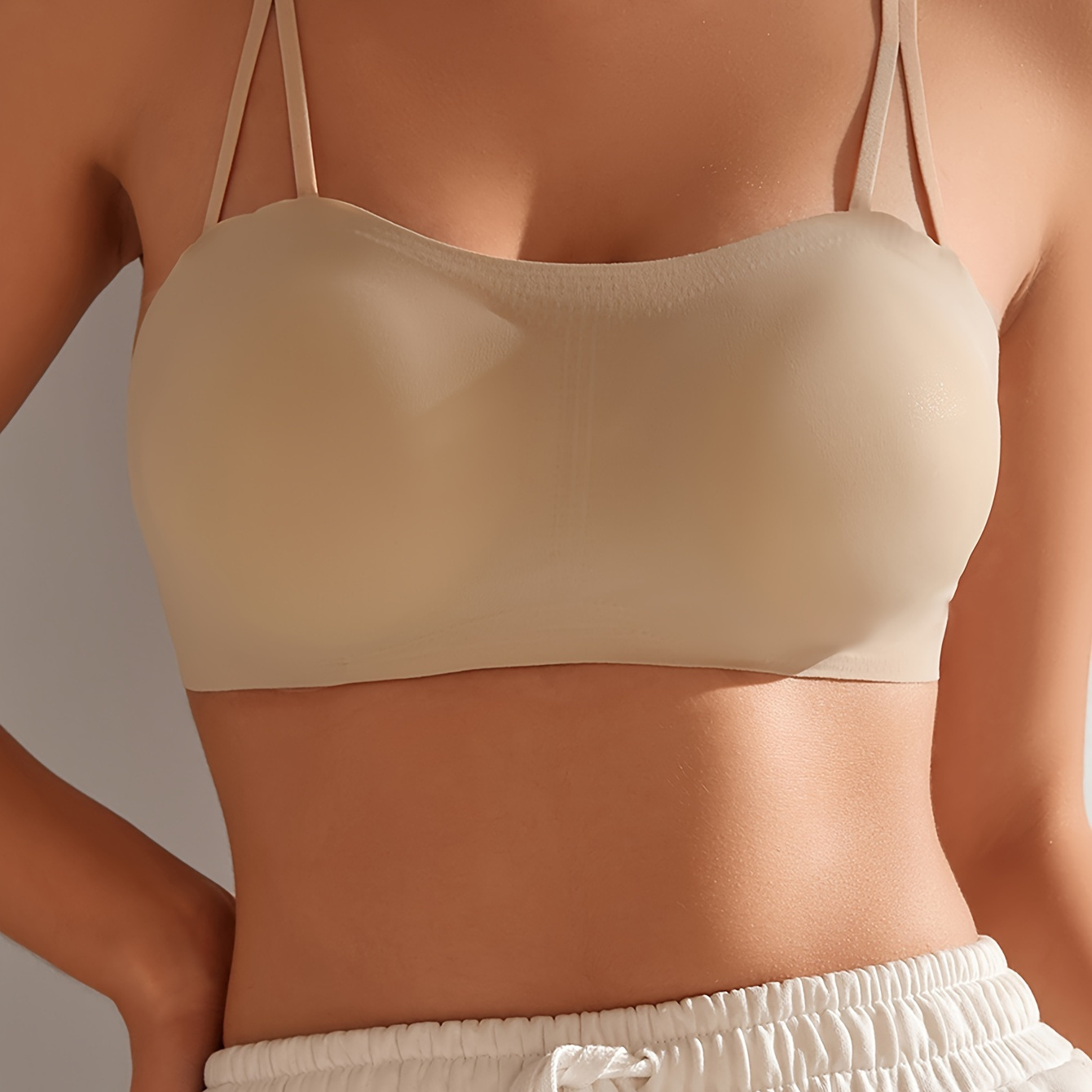 

Solid Color Seamless Bra, Casual Style, Stretchy Comfort Fit, Adjustable Straps, Wire-free Support, Everyday Wear